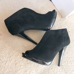 Nine West black peep toe booties